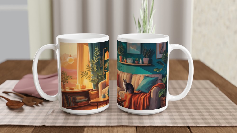Indoor Cat Mug | Cosy Living Room Design | Gift for Her or Best Friend | Cat Lover Present — view 2