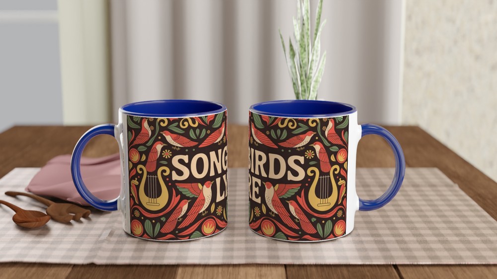 Hadestown Mug | Songbirds and Lyre Folk Art Design | Musical Theatre Gift | Theatre Lover Present — view 4