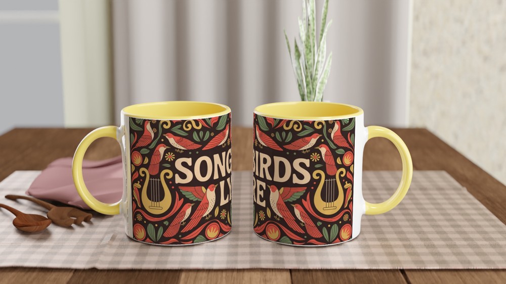 Hadestown Mug | Songbirds and Lyre Folk Art Design | Musical Theatre Gift | Theatre Lover Present — view 8