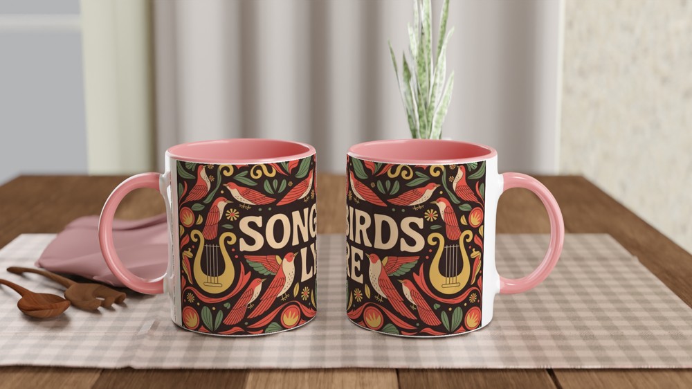 Hadestown Mug | Songbirds and Lyre Folk Art Design | Musical Theatre Gift | Theatre Lover Present — view 6