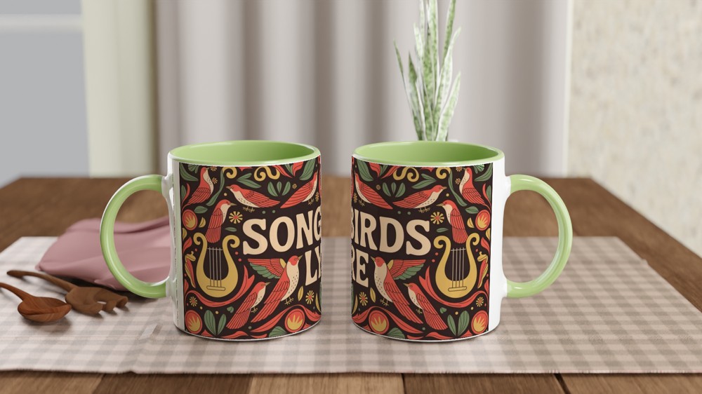 Hadestown Mug | Songbirds and Lyre Folk Art Design | Musical Theatre Gift | Theatre Lover Present — view 5
