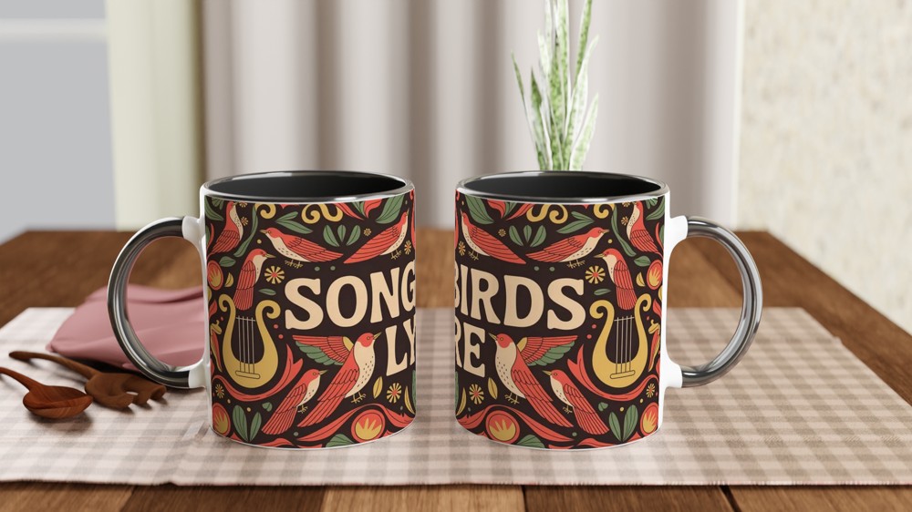 Hadestown Mug | Songbirds and Lyre Folk Art Design | Musical Theatre Gift | Theatre Lover Present — view 9