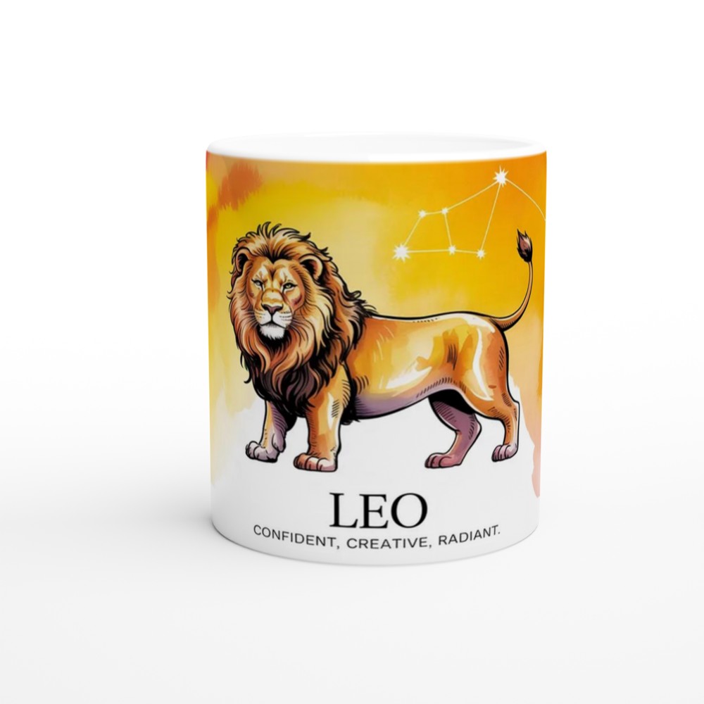 Leo Zodiac Mug | Watercolor Lion Astrology Gift | Celestial Constellation Coffee Cup | Birthday Present for Leo Women and Men — view 11