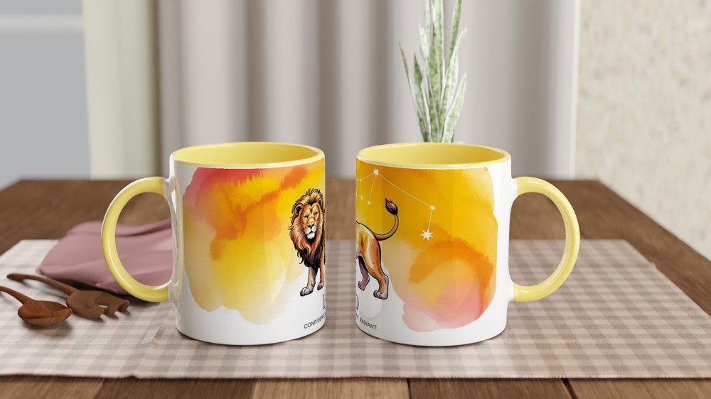 Leo Zodiac Mug | Watercolor Lion Astrology Gift | Celestial Constellation Coffee Cup | Birthday Present for Leo Women and Men — view 8