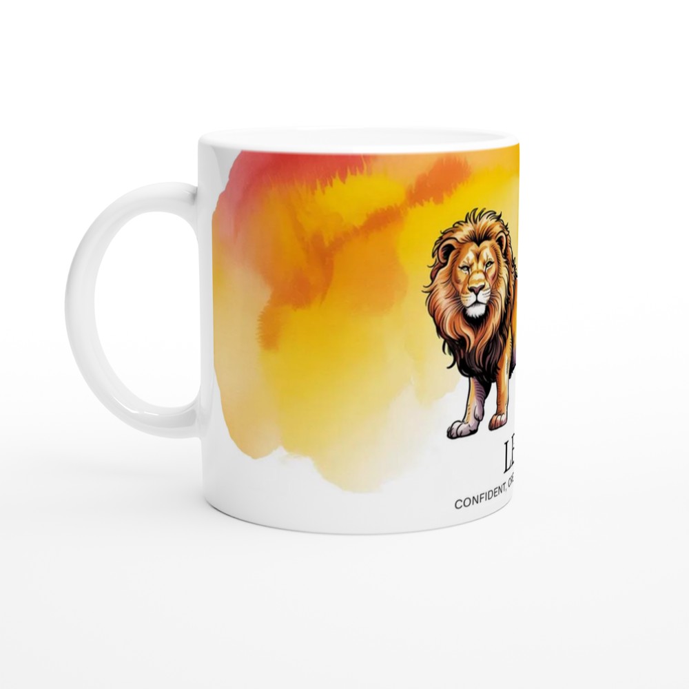 Leo Zodiac Mug | Watercolor Lion Astrology Gift | Celestial Constellation Coffee Cup | Birthday Present for Leo Women and Men — view 10