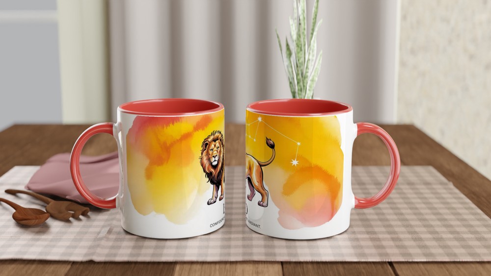 Leo Zodiac Mug | Watercolor Lion Astrology Gift | Celestial Constellation Coffee Cup | Birthday Present for Leo Women and Men — view 7