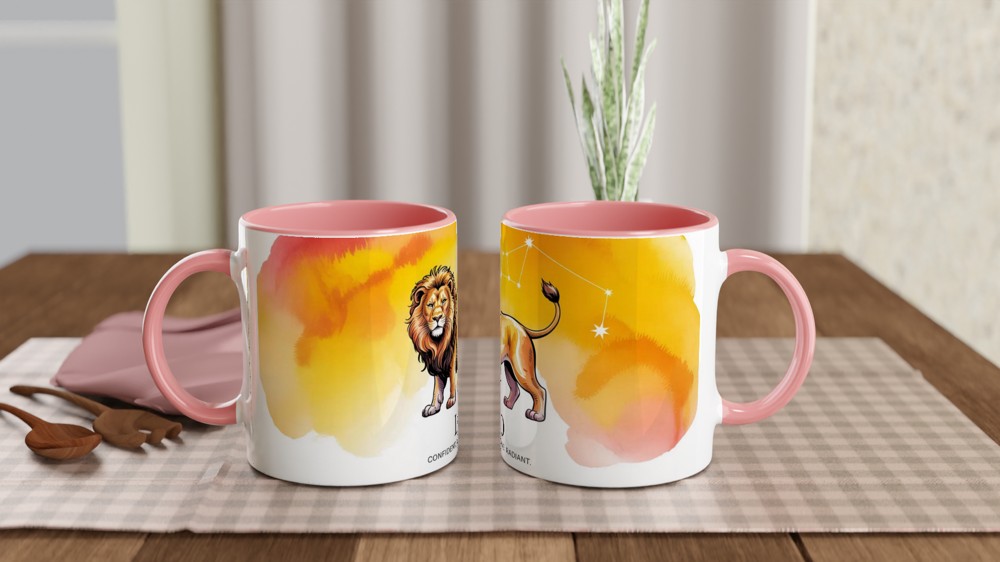 Leo Zodiac Mug | Watercolor Lion Astrology Gift | Celestial Constellation Coffee Cup | Birthday Present for Leo Women and Men — view 6