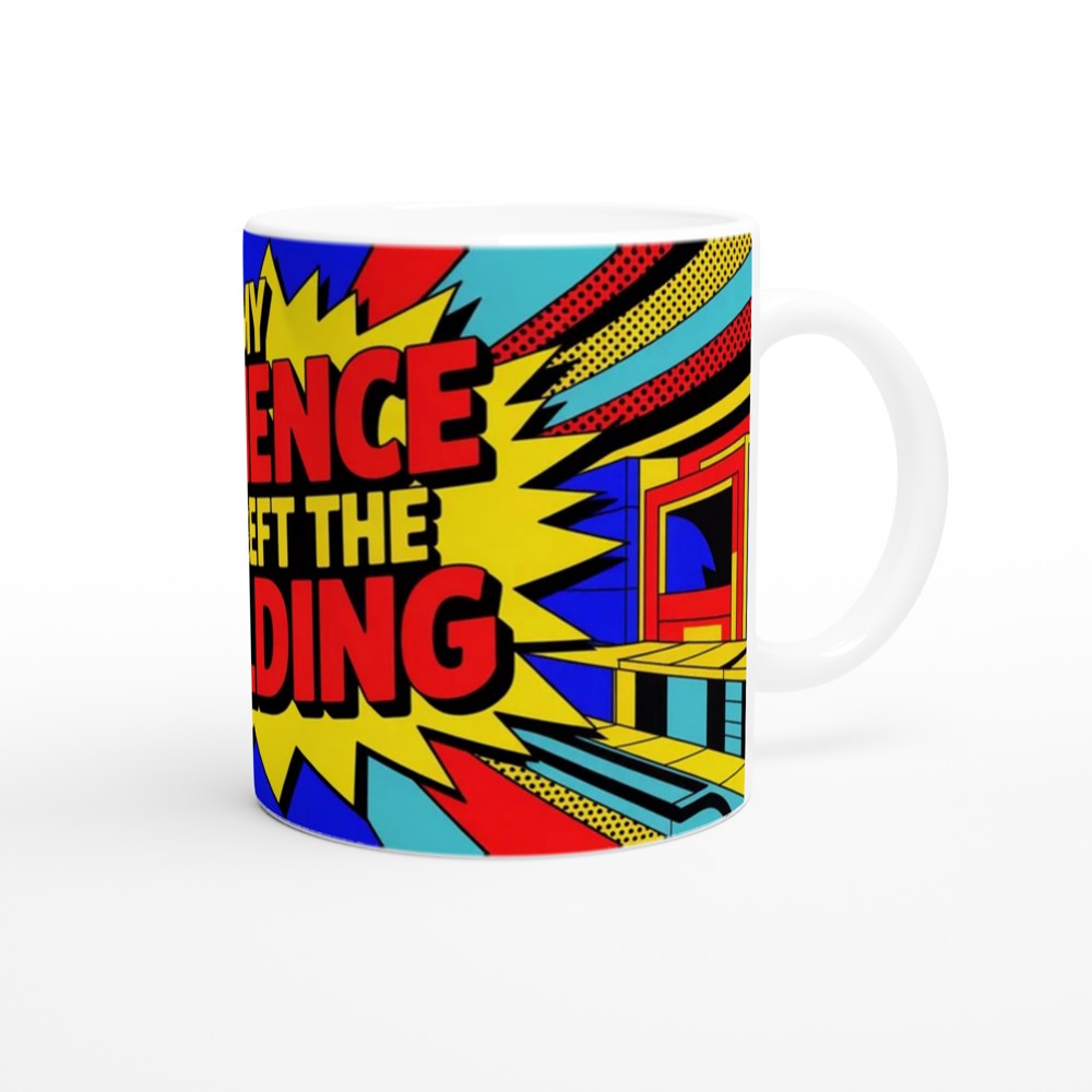 Sarcastic Quote Mug | My Patience Has Left The Building | Funny Colleague Gift | Neon Pop Art Office Coffee Cup — view 12