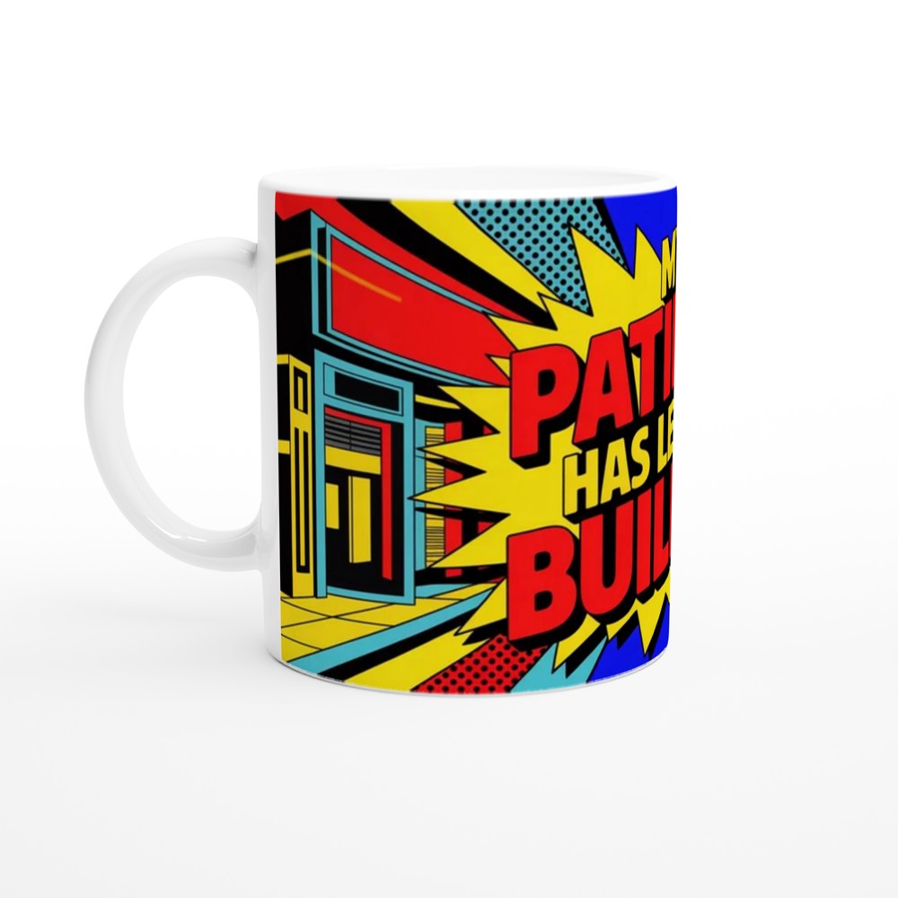 Sarcastic Quote Mug | My Patience Has Left The Building | Funny Colleague Gift | Neon Pop Art Office Coffee Cup — view 10