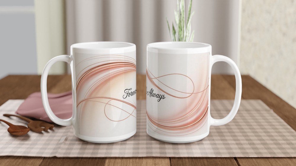 Forever & Always Rose Gold Waves Romantic Mug — view 2