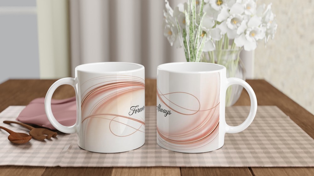 Forever & Always Rose Gold Waves Romantic Mug