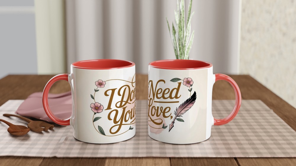 I Don't Need Your Love Floral Script Mug — view 7