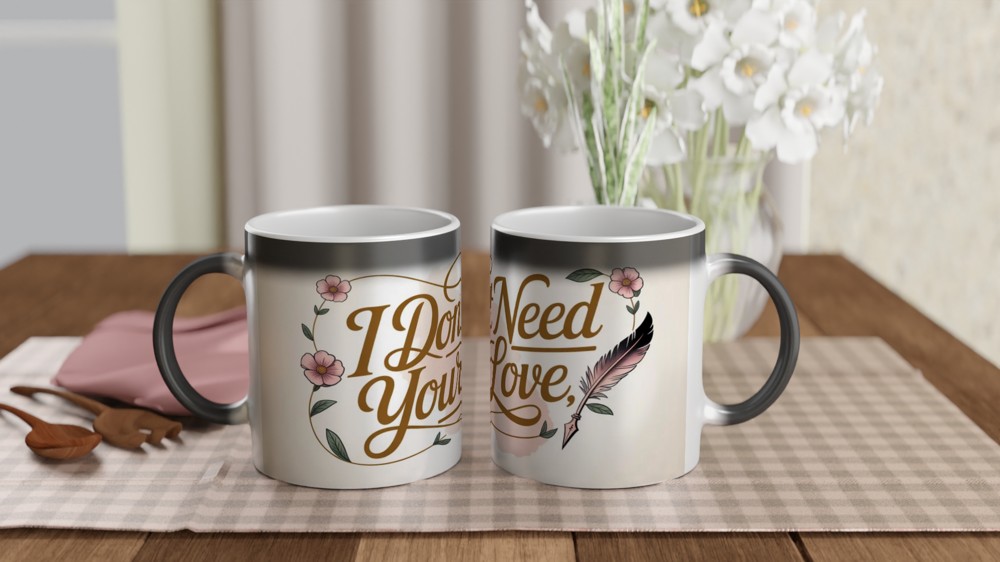 I Don't Need Your Love Floral Script Mug — view 3