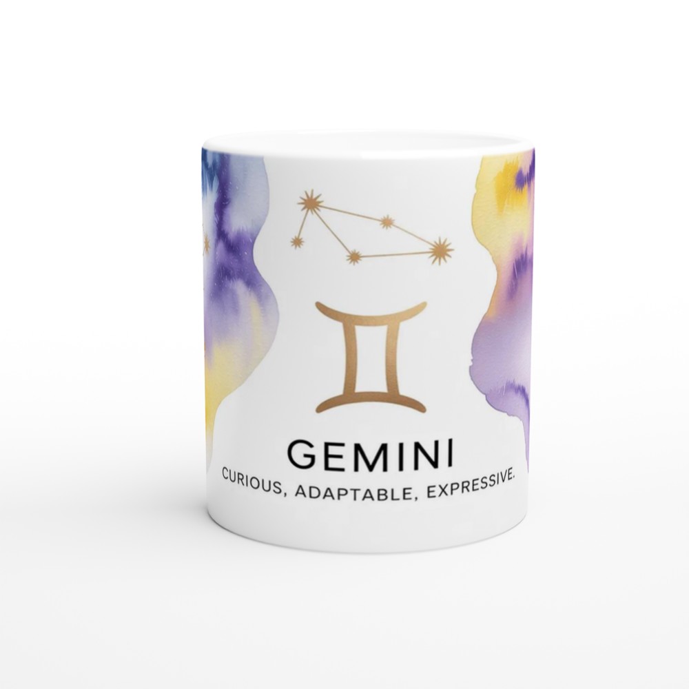 Gemini Zodiac Mug | Celestial Astrology Gift | Birthday Present for Her and Him | Watercolor Constellation Mug — view 11