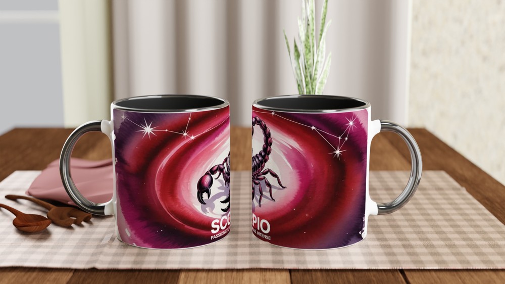 Scorpio Mug | Astrology Zodiac Gift | Crimson Watercolor Scorpion Cup | Birthday Present for Scorpio Friend — view 9