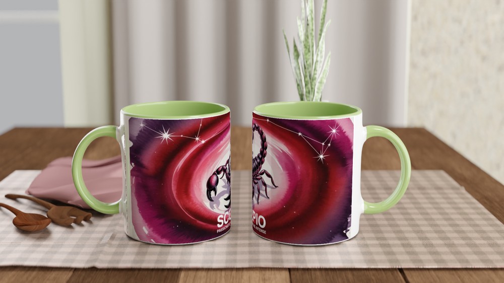 Scorpio Mug | Astrology Zodiac Gift | Crimson Watercolor Scorpion Cup | Birthday Present for Scorpio Friend — view 5