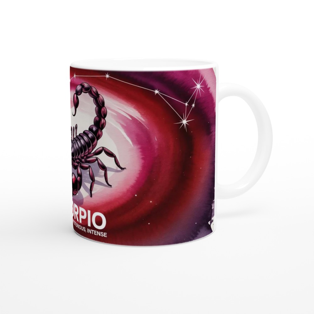 Scorpio Mug | Astrology Zodiac Gift | Crimson Watercolor Scorpion Cup | Birthday Present for Scorpio Friend — view 12