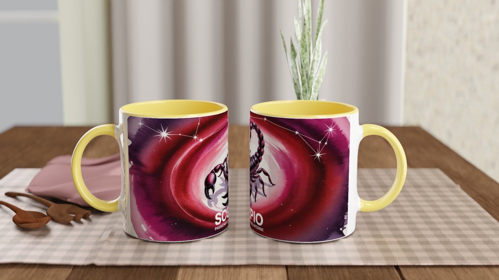 Scorpio Mug | Astrology Zodiac Gift | Crimson Watercolor Scorpion Cup | Birthday Present for Scorpio Friend — view 8