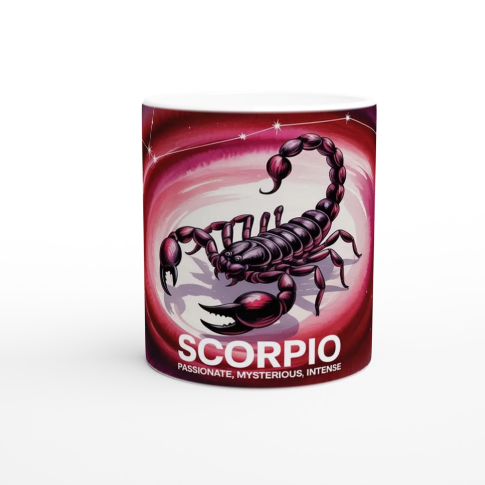 Scorpio Mug | Astrology Zodiac Gift | Crimson Watercolor Scorpion Cup | Birthday Present for Scorpio Friend — view 11