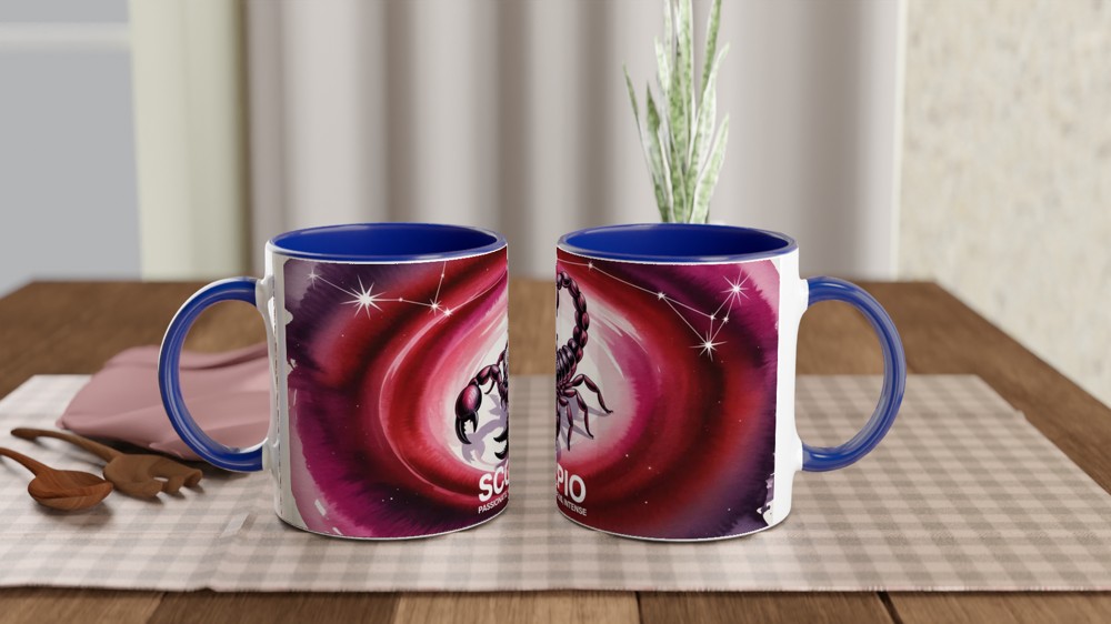Scorpio Mug | Astrology Zodiac Gift | Crimson Watercolor Scorpion Cup | Birthday Present for Scorpio Friend — view 4