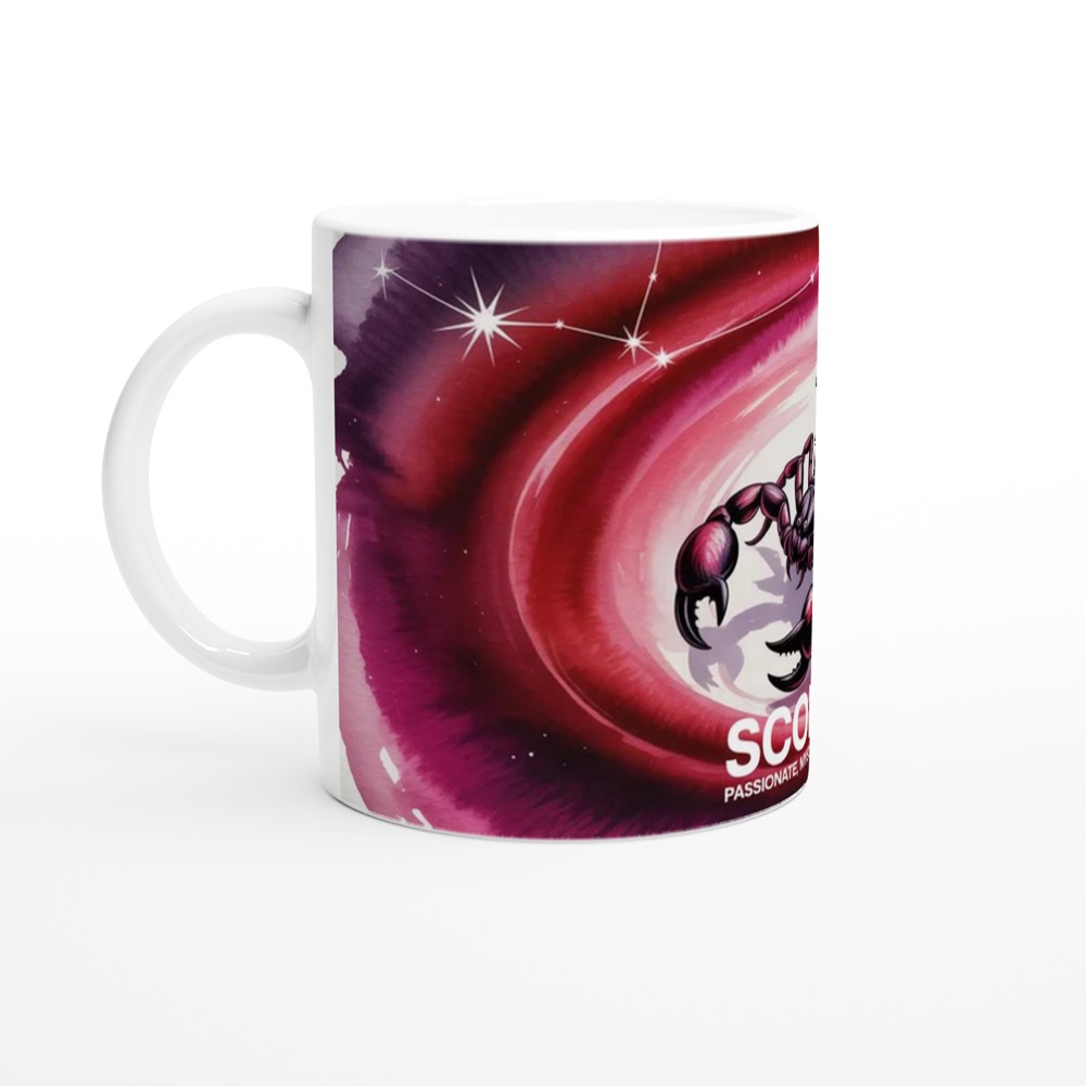 Scorpio Mug | Astrology Zodiac Gift | Crimson Watercolor Scorpion Cup | Birthday Present for Scorpio Friend — view 10