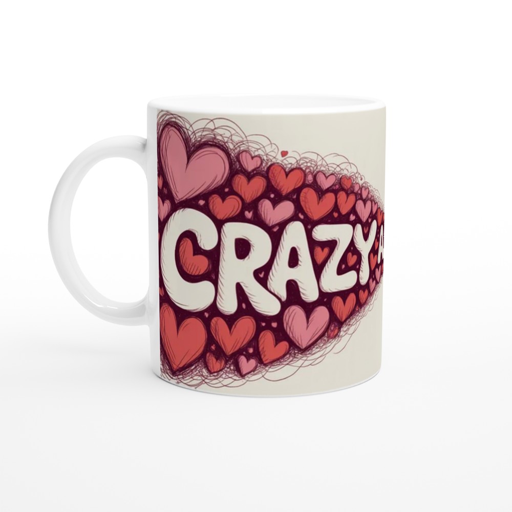 Crazy About You Mug | Romantic Valentines Gift | Anniversary Present for Husband or Wife | Swirling Hearts Coffee Mug — view 10