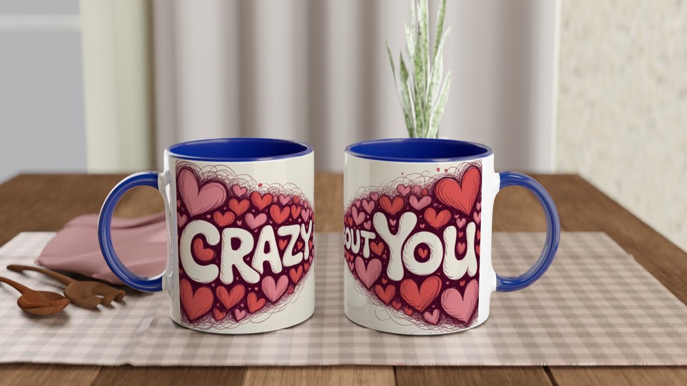 Crazy About You Mug | Romantic Valentines Gift | Anniversary Present for Husband or Wife | Swirling Hearts Coffee Mug — view 4