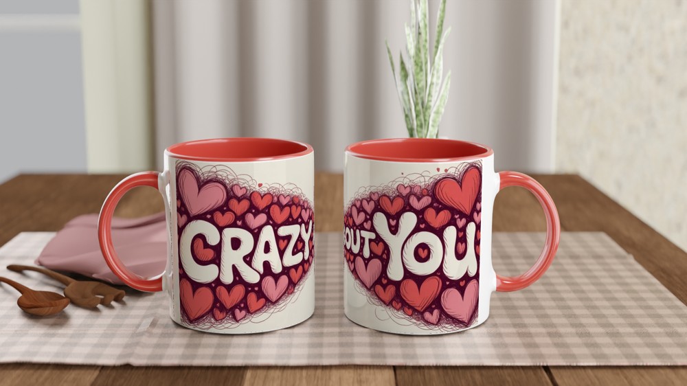 Crazy About You Mug | Romantic Valentines Gift | Anniversary Present for Husband or Wife | Swirling Hearts Coffee Mug — view 7