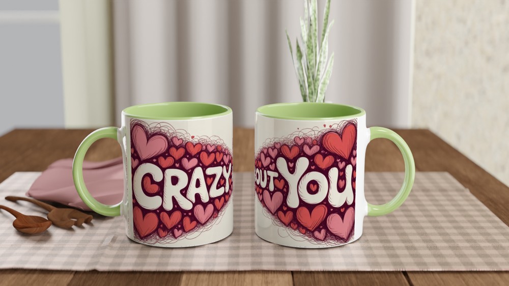 Crazy About You Mug | Romantic Valentines Gift | Anniversary Present for Husband or Wife | Swirling Hearts Coffee Mug — view 5