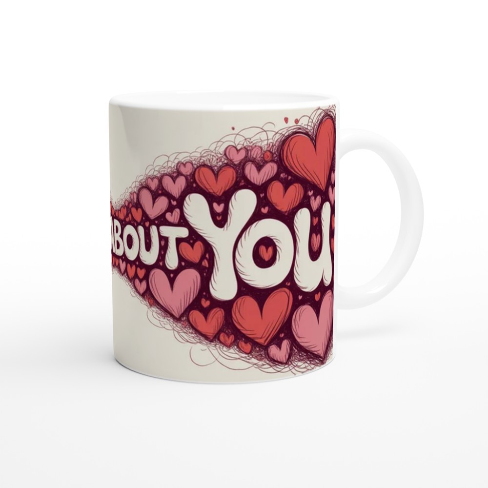 Crazy About You Mug | Romantic Valentines Gift | Anniversary Present for Husband or Wife | Swirling Hearts Coffee Mug — view 12