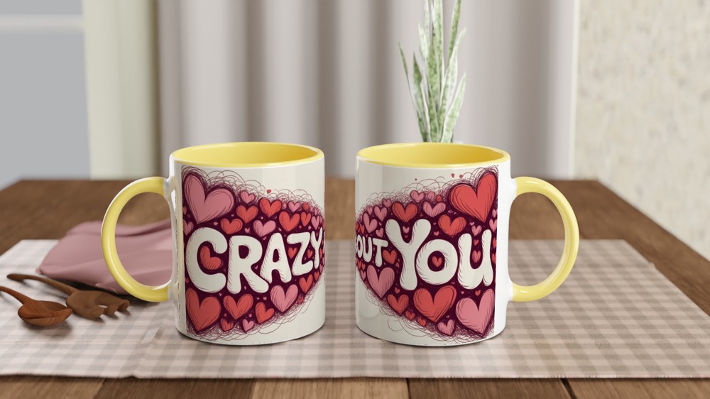 Crazy About You Mug | Romantic Valentines Gift | Anniversary Present for Husband or Wife | Swirling Hearts Coffee Mug — view 8