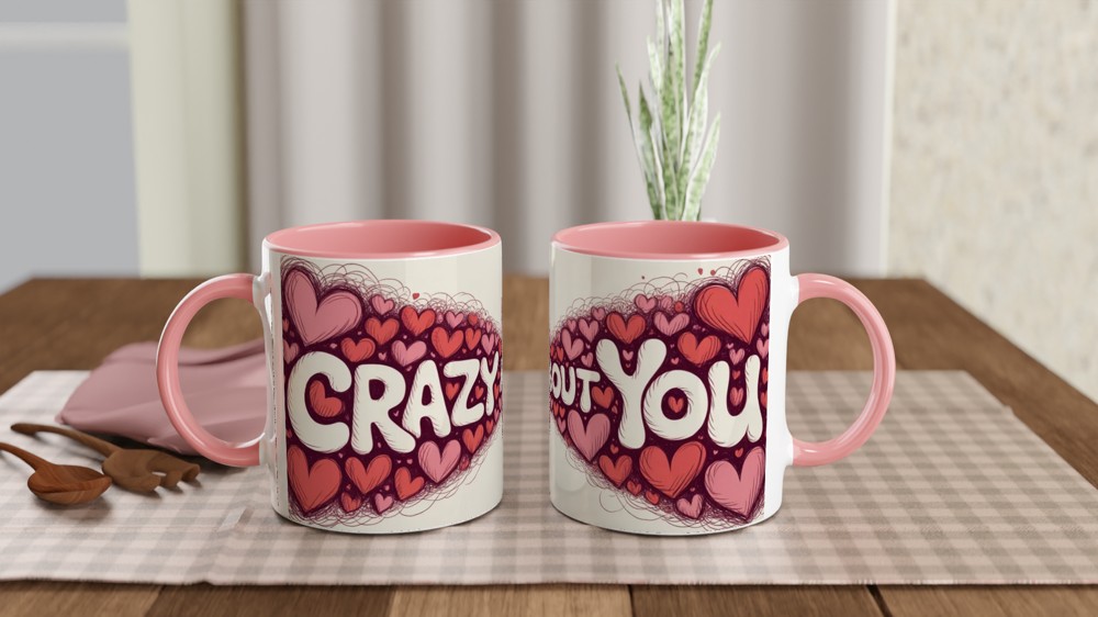 Crazy About You Mug | Romantic Valentines Gift | Anniversary Present for Husband or Wife | Swirling Hearts Coffee Mug — view 6