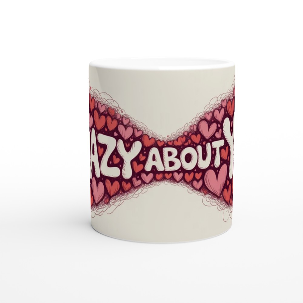 Crazy About You Mug | Romantic Valentines Gift | Anniversary Present for Husband or Wife | Swirling Hearts Coffee Mug — view 11