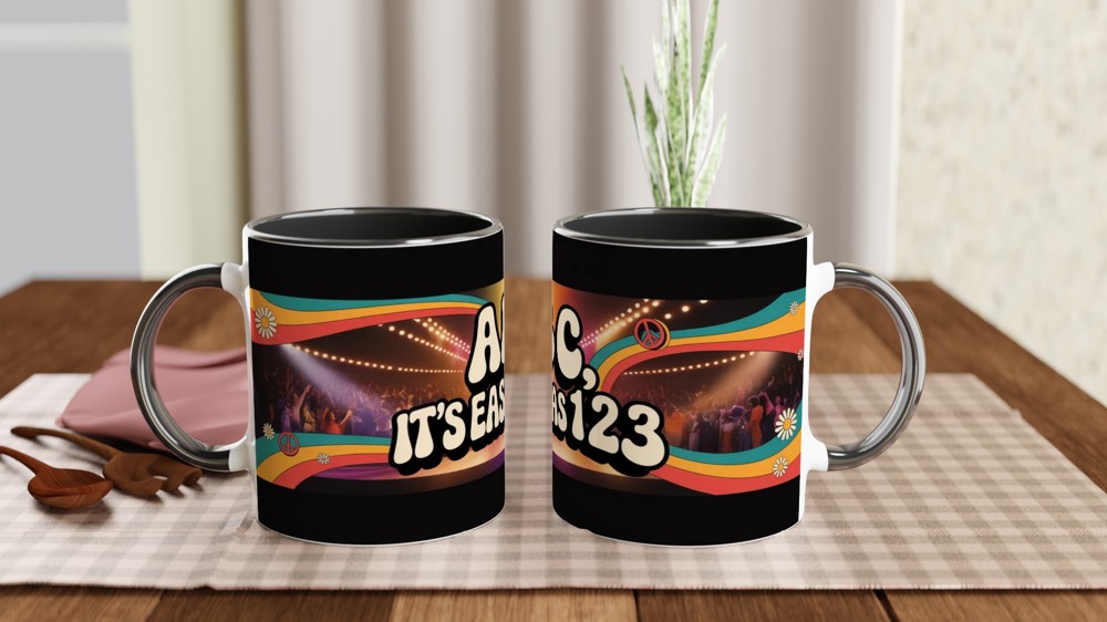 ABC Easy As 123 Retro 70s Groovy Disco Mug — view 9