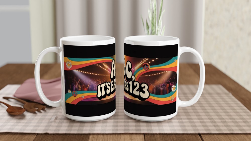 ABC Easy As 123 Retro 70s Groovy Disco Mug — view 2