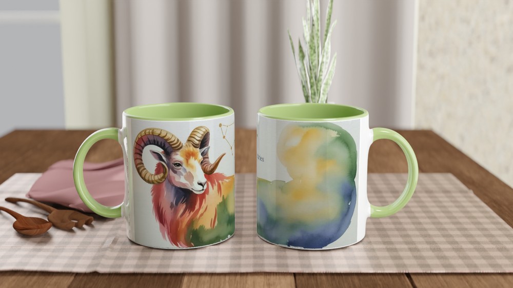 Aries Zodiac Mug | Astrology Ram Gift | Watercolour Constellation Mug | Star Sign Birthday Present for Her or Him — view 5