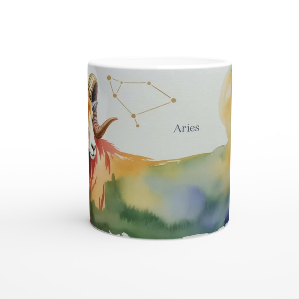 Aries Zodiac Mug | Astrology Ram Gift | Watercolour Constellation Mug | Star Sign Birthday Present for Her or Him — view 11