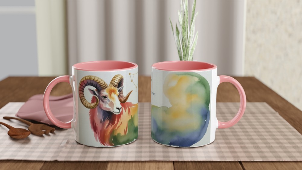 Aries Zodiac Mug | Astrology Ram Gift | Watercolour Constellation Mug | Star Sign Birthday Present for Her or Him — view 6
