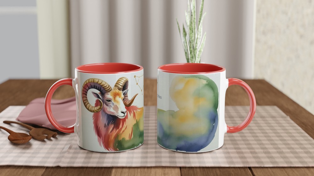 Aries Zodiac Mug | Astrology Ram Gift | Watercolour Constellation Mug | Star Sign Birthday Present for Her or Him — view 7