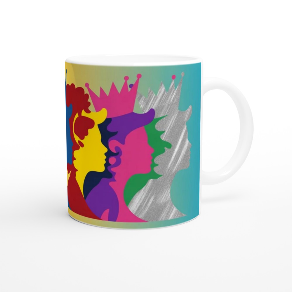 Colourful Queens Silhouettes Pop Art Mug — view 12