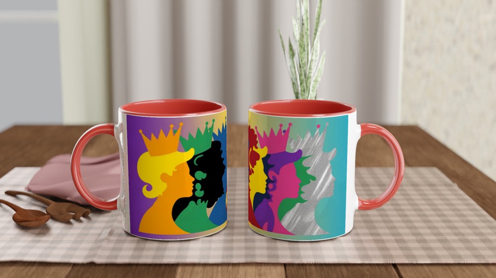 Colourful Queens Silhouettes Pop Art Mug — view 7