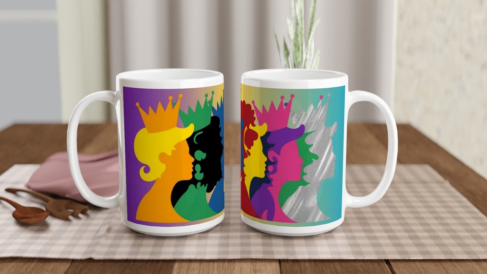 Colourful Queens Silhouettes Pop Art Mug — view 2