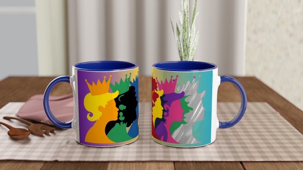 Colourful Queens Silhouettes Pop Art Mug — view 4