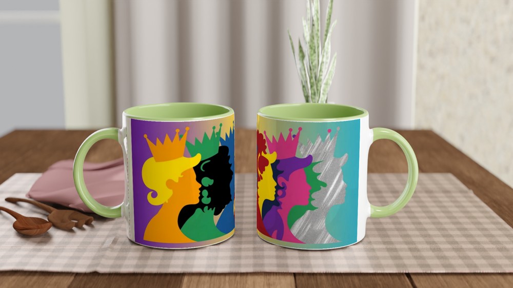 Colourful Queens Silhouettes Pop Art Mug — view 5