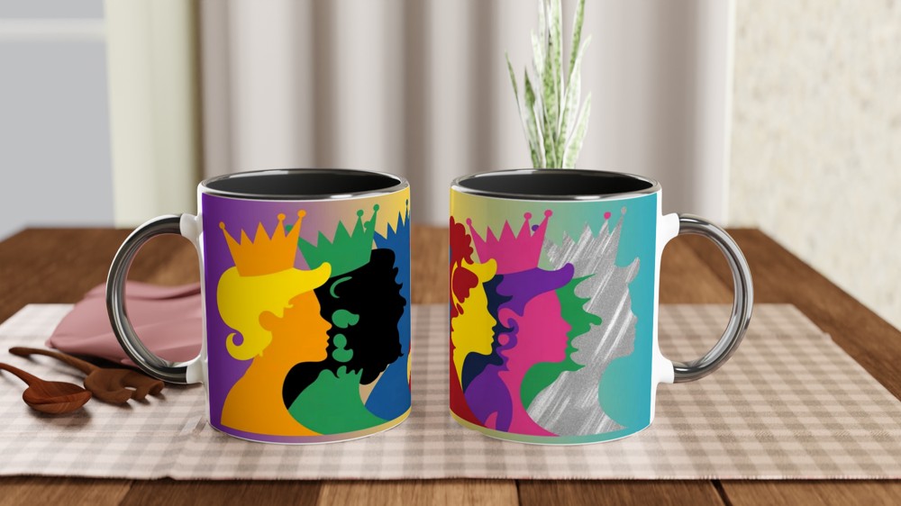 Colourful Queens Silhouettes Pop Art Mug — view 9