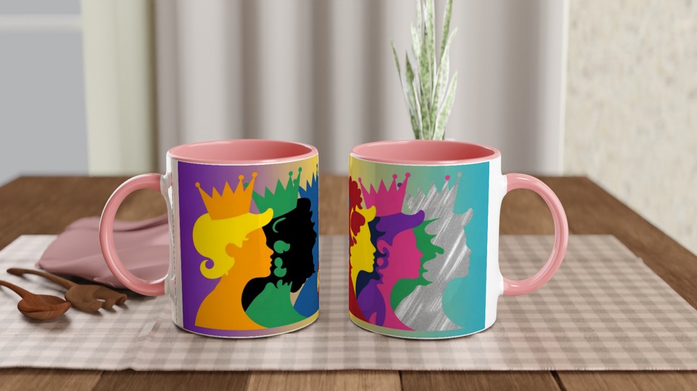 Colourful Queens Silhouettes Pop Art Mug — view 6