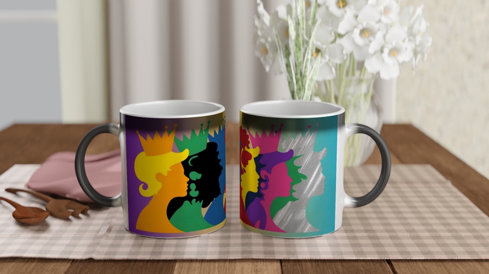 Colourful Queens Silhouettes Pop Art Mug — view 3