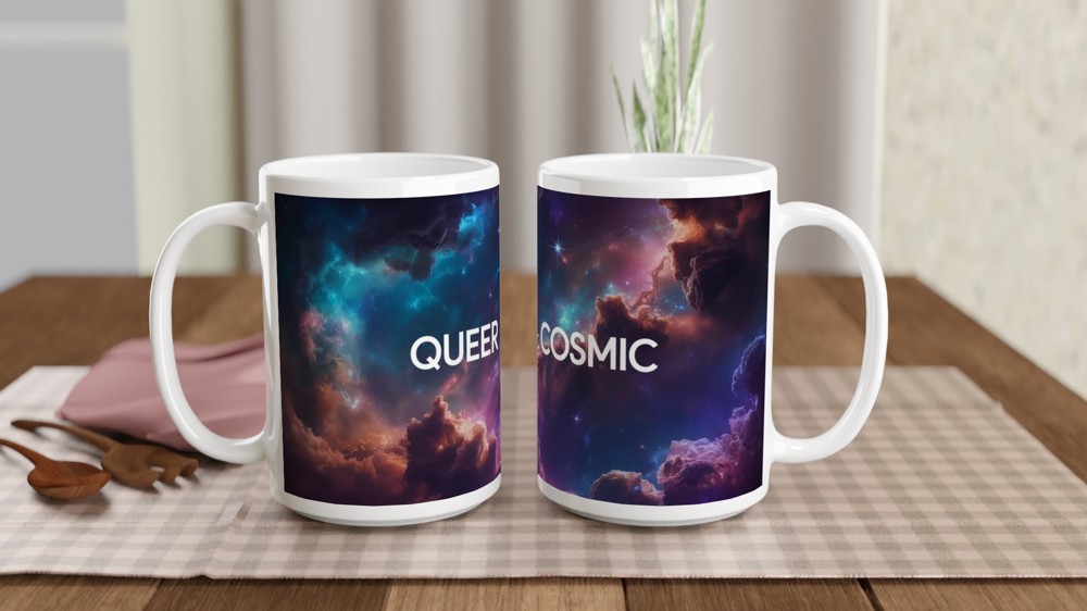 Queer and Cosmic Mug | Bisexual Pride Gift | Space Nebula Coffee Cup | Bi Pride Present for Friends — view 2