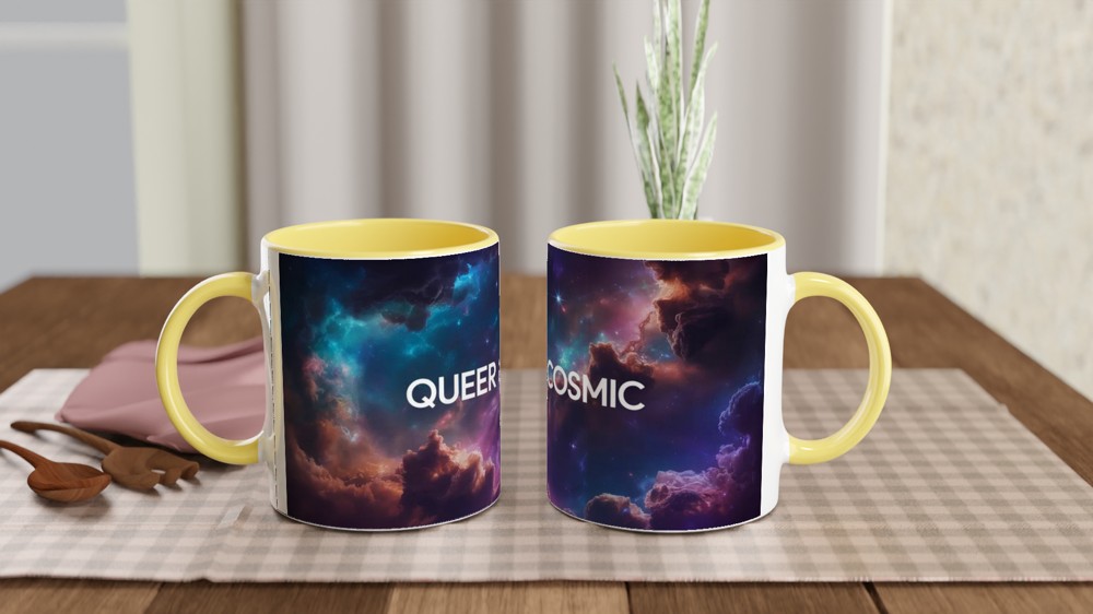 Queer and Cosmic Mug | Bisexual Pride Gift | Space Nebula Coffee Cup | Bi Pride Present for Friends — view 8