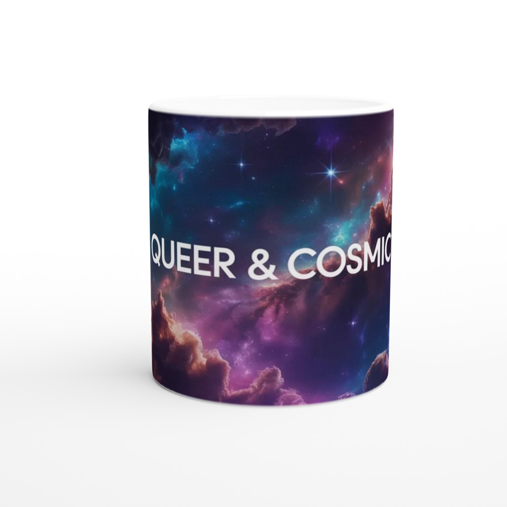 Queer and Cosmic Mug | Bisexual Pride Gift | Space Nebula Coffee Cup | Bi Pride Present for Friends — view 11